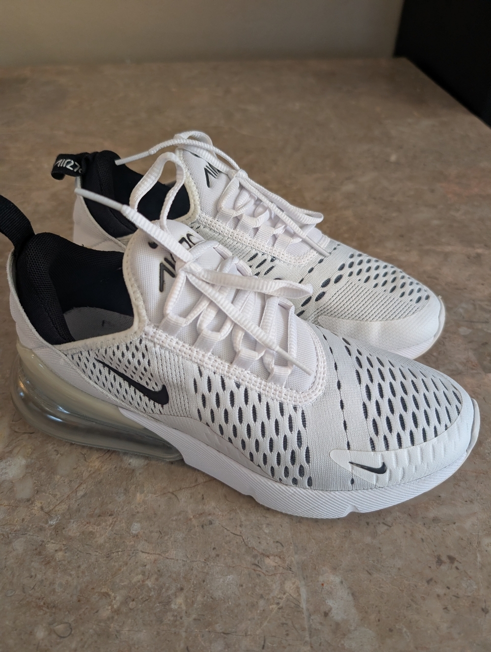 Nike Air Max 270 White-Black Running Shoes (2020) #AH6789-100 Women's Size 7.5